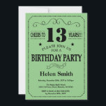 13th Birthday Invitation Black and Green<br><div class="desc">13th Birthday Invitation Black and Green Typography. Black and Green Background. Kids Birthday. Male Men or Women Birthday. Kids Boy or Girl Lady Teen Teenage Bday Invite. 13th 15th 16th 18th 20th 21st 30th 40th 50th 60th 70th 80th 90th 100th. Any Age. For further customisation, please click the "Customise it"...</div>