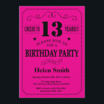 13th Birthday Invitation Black and Hot Pink<br><div class="desc">13th Birthday Invitation Black and Hot Pink Typography. Black and Hot Pink Background. Kids Birthday. Male Men or Women Birthday. Kids Boy or Girl Lady Teen Teenage Bday Invite. 13th 15th 16th 18th 20th 21st 30th 40th 50th 60th 70th 80th 90th 100th. Any Age. For further customisation, please click the...</div>