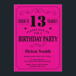 13th Birthday Invitation Black and Hot Pink<br><div class="desc">13th Birthday Invitation Black and Hot Pink Typography. Black and Hot Pink Background. Kids Birthday. Male Men or Women Birthday. Kids Boy or Girl Lady Teen Teenage Bday Invite. 13th 15th 16th 18th 20th 21st 30th 40th 50th 60th 70th 80th 90th 100th. Any Age. For further customisation, please click the...</div>