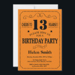 13th Birthday Invitation Black and Orange<br><div class="desc">13th Birthday Invitation Black and Orange Typography. Black and Orange Background. Kids Birthday. Male Men or Women Birthday. Kids Boy or Girl Lady Teen Teenage Bday Invite. 13th 15th 16th 18th 20th 21st 30th 40th 50th 60th 70th 80th 90th 100th. Any Age. For further customisation, please click the "Customise it"...</div>