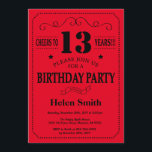 13th Birthday Invitation Black and Red<br><div class="desc">13th Birthday Invitation Black and Red Typography. Black and Red Background. Kids Birthday. Male Men or Women Birthday. Kids Boy or Girl Lady Teen Teenage Bday Invite. 13th 15th 16th 18th 20th 21st 30th 40th 50th 60th 70th 80th 90th 100th. Any Age. For further customisation, please click the "Customise it"...</div>
