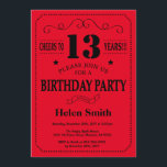 13th Birthday Invitation Black and Red<br><div class="desc">13th Birthday Invitation Black and Red Typography. Black and Red Background. Kids Birthday. Male Men or Women Birthday. Kids Boy or Girl Lady Teen Teenage Bday Invite. 13th 15th 16th 18th 20th 21st 30th 40th 50th 60th 70th 80th 90th 100th. Any Age. For further customisation, please click the "Customise it"...</div>