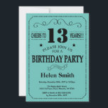 13th Birthday Invitation Black and Teal<br><div class="desc">13th Birthday Invitation Black and Teal Typography. Black and Teal Background. Kids Birthday. Male Men or Women Birthday. Kids Boy or Girl Lady Teen Teenage Bday Invite. 13th 15th 16th 18th 20th 21st 30th 40th 50th 60th 70th 80th 90th 100th. Any Age. For further customisation, please click the "Customise it"...</div>