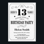 13th Birthday Invitation Black and White<br><div class="desc">13th Birthday Invitation Black and White Typography. Black and White Background. Kids Birthday. Male Men or Women Birthday. Kids Boy or Girl Lady Teen Teenage Bday Invite. 13th 15th 16th 18th 20th 21st 30th 40th 50th 60th 70th 80th 90th 100th. Any Age. For further customisation, please click the "Customise it"...</div>