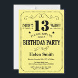 13th Birthday Invitation Black and Yellow<br><div class="desc">13th Birthday Invitation Black and Yellow Typography. Black and Yellow Background. Kids Birthday. Male Men or Women Birthday. Kids Boy or Girl Lady Teen Teenage Bday Invite. 13th 15th 16th 18th 20th 21st 30th 40th 50th 60th 70th 80th 90th 100th. Any Age. For further customisation, please click the "Customise it"...</div>