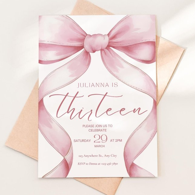 13th birthday invitation girl Pink Coquette Invite (Creator Uploaded)
