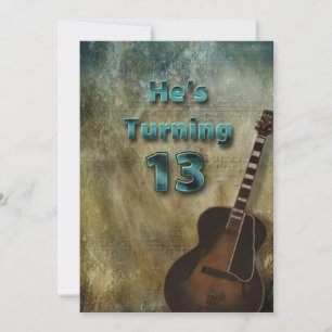 13th Birthday Invitation - Guitar/Male