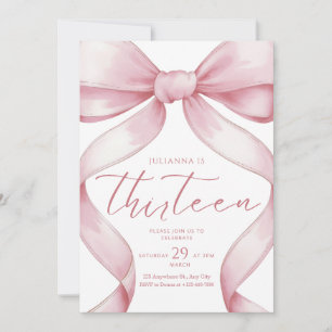 13th Birthday Invitation Pink Coquette Invite Girl