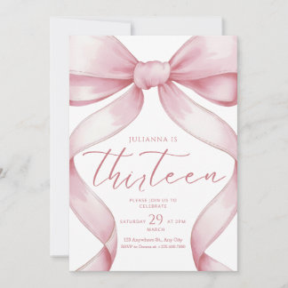 13th Birthday Invitation Pink Coquette Invite Girl