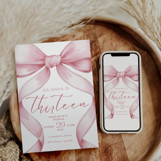 13th Birthday Invitation Pink Coquette Invite Girl