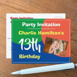 13th Birthday Invitation with Photo Postcard