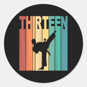 13th Birthday Karate Taekwondo Theme 13 Year Old Classic Round Sticker