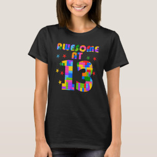 13th Birthday Kids 13 Building Blocks Bricks Theme T-Shirt