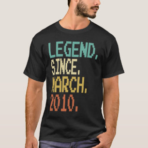 13th Birthday Legend Since March 2010 13 Year Ol T-Shirt