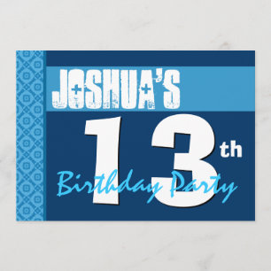 13th Birthday Modern Blue X210 Invitation
