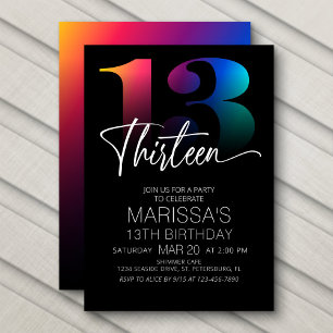 13th Birthday Modern Invitation