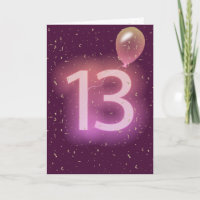 13th Birthday Neon Sign and Balloon