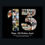 13th Birthday Number 13 Custom Photo Collage Poster<br><div class="desc">Mark years of wonderful memories and adventures with this captivating 13th Birthday Number Photo Collage. This customisable template is the perfect blend of creativity and sentiment, allowing you to create a truly memorable and personalised gift for your loved one's special day. Capture the essence of incredible years in a single...</div>