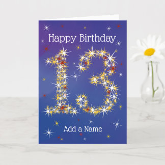 13th Birthday - Number 13 in Stars - Blue - Age 13 Card