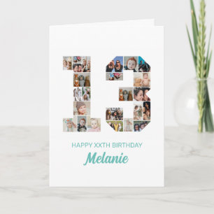 13th Birthday Number 13 Photo Collage Personalised Card