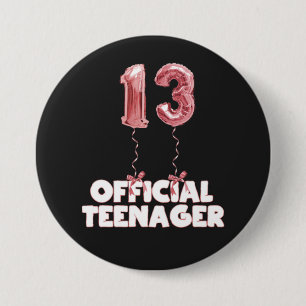 13th Birthday Official Teenager Foil Balloons 7.5 Cm Round Badge