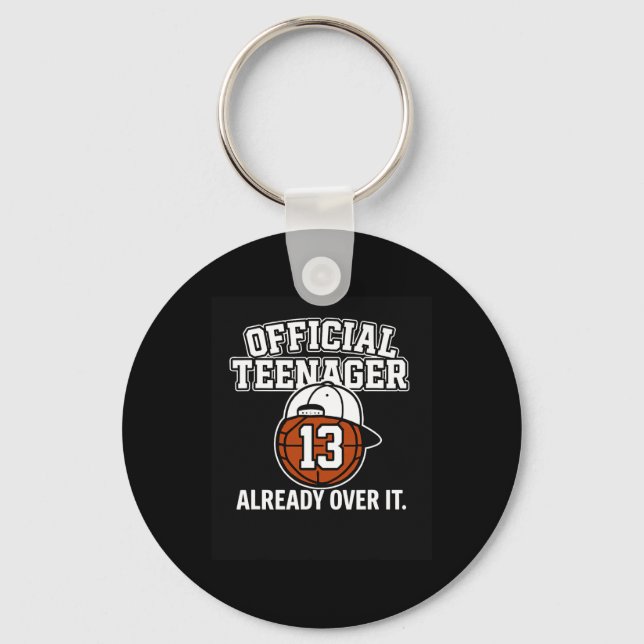 13th Birthday Official Teenager Funny Teen Sketll  Key Ring (Front)