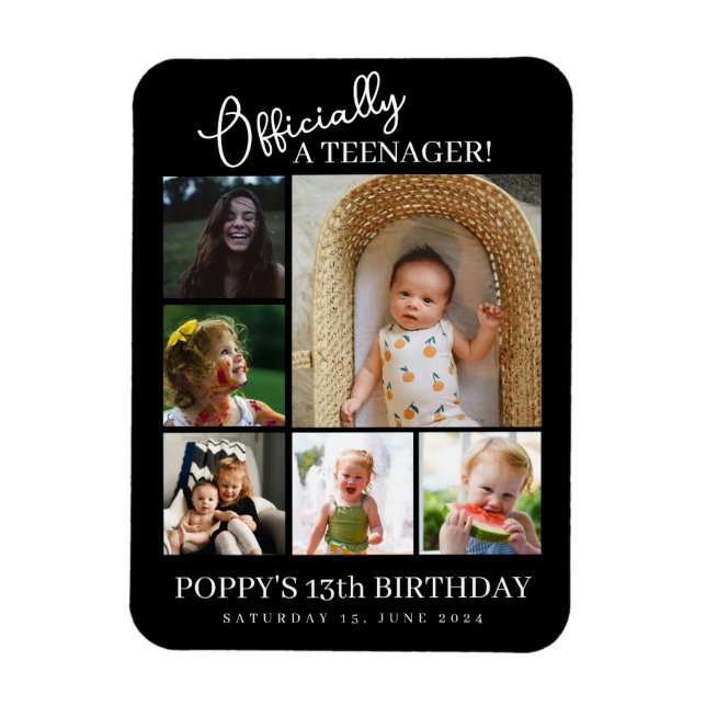 13th birthday officially a teenager photo collage magnet (Vertical)