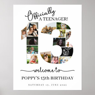 13th birthday officially a teenager photo collage poster