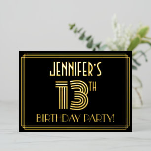 13th Birthday Party — Art Deco Style “13” + Name
