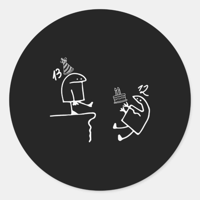 13th Birthday Party Funny Teenager 13 Year Old Boy Classic Round Sticker (Front)