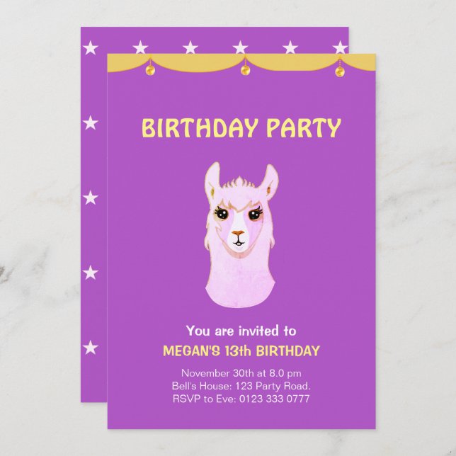 13th Birthday Party Invitation (Front/Back)