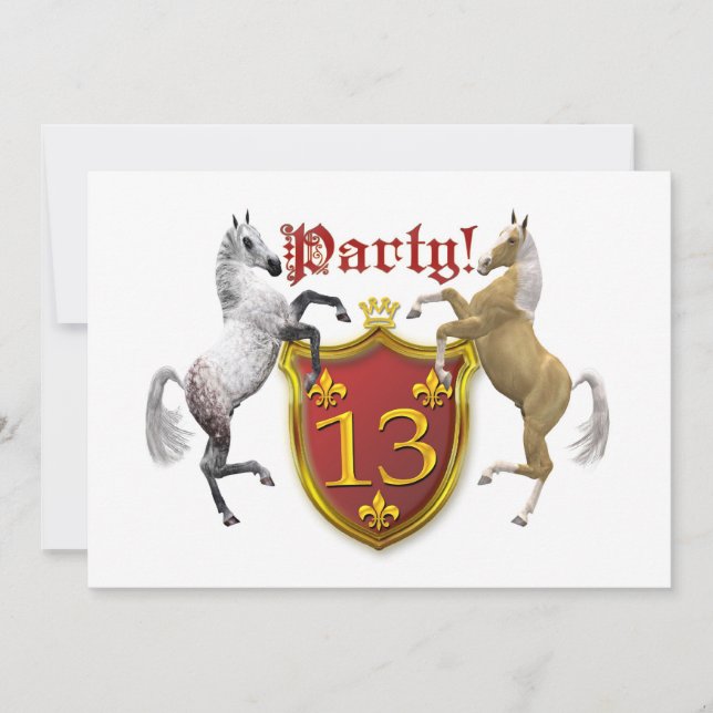 13th Birthday party invitation with coat of arms (Front)