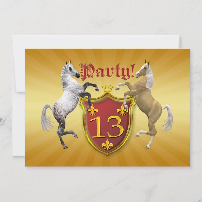 13th Birthday party invitation with coat of arms (Front)