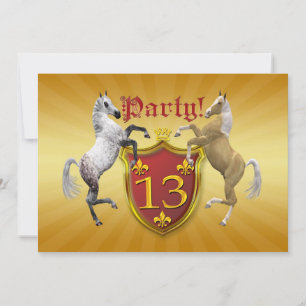 13th Birthday party invitation with coat of arms