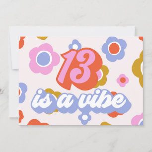 13th Birthday Party Invitations Girl Flower Power