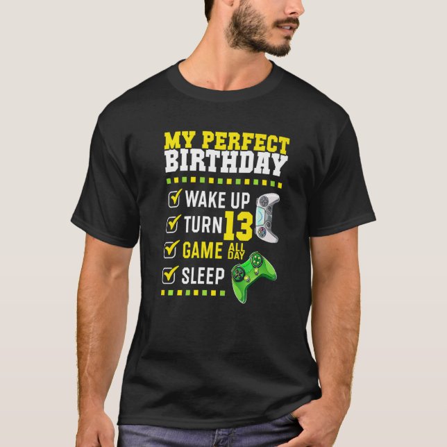 13th Birthday Party Perfect For Gamer 13 Years Old T-Shirt (Front)