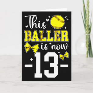 13th Birthday Party Softll Girl Thirteen Year Old  Card