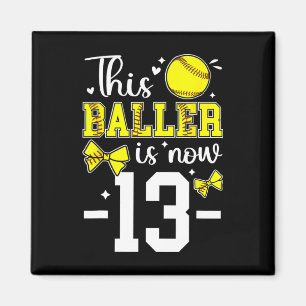13th Birthday Party Softll Girl Thirteen Year Old Magnet