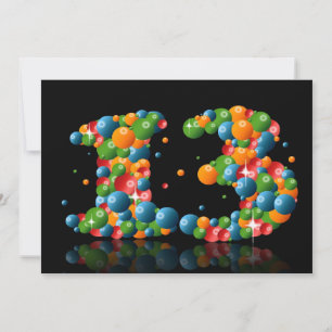 13th Birthday party, with bubbles and balls Invitation