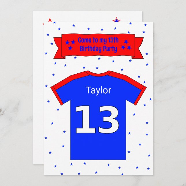 13th birthday personalised party invitation (Front/Back)