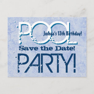 13th Birthday Pool Party Save the Date V05 Announcement Postcard