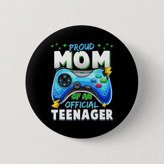 13th Birthday Proud Mum Official Teenager Video Ga 6 Cm Round Badge (Front)