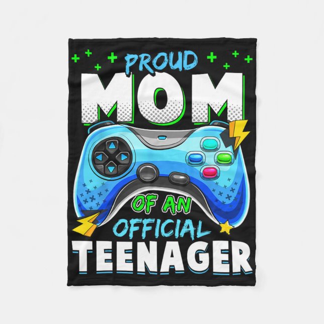 13th Birthday Proud Mum Official Teenager Video Ga Fleece Blanket (Front)