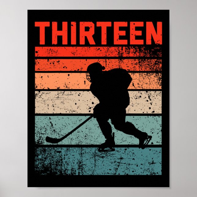 13th Birthday Retro Ice Hockey 13 Years Old Boy Gi Poster (Front)