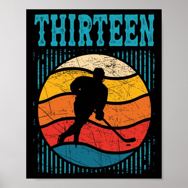 13th Birthday Retro Ice Hockey 13 Years Old Boy Gi Poster (Front)