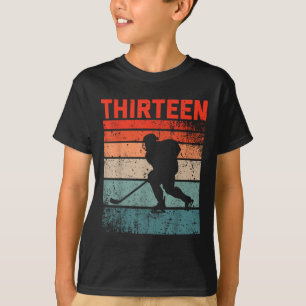 13th Birthday Retro Ice Hockey 13 Years Old Boy Gi T-Shirt