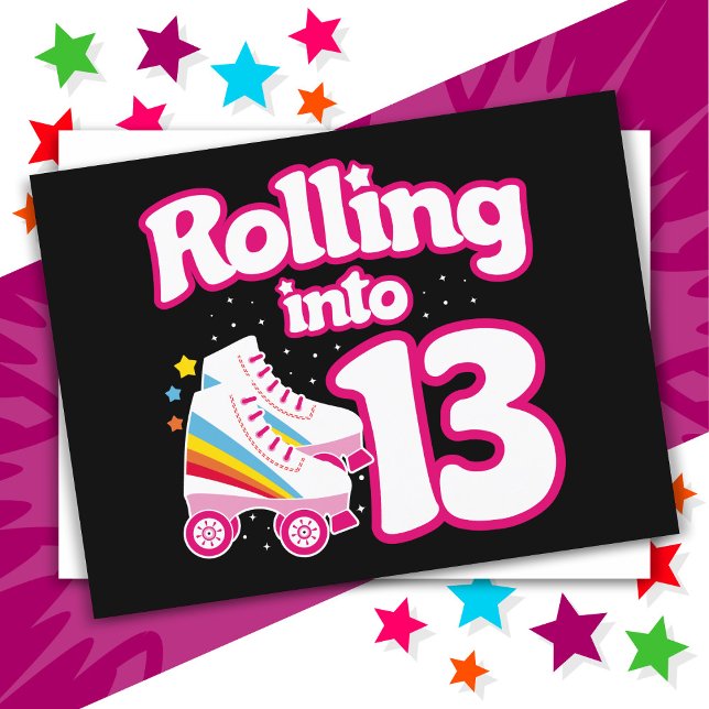 13th Birthday Roller Skating 13 Years Old Skate Postcard (Creator Uploaded)