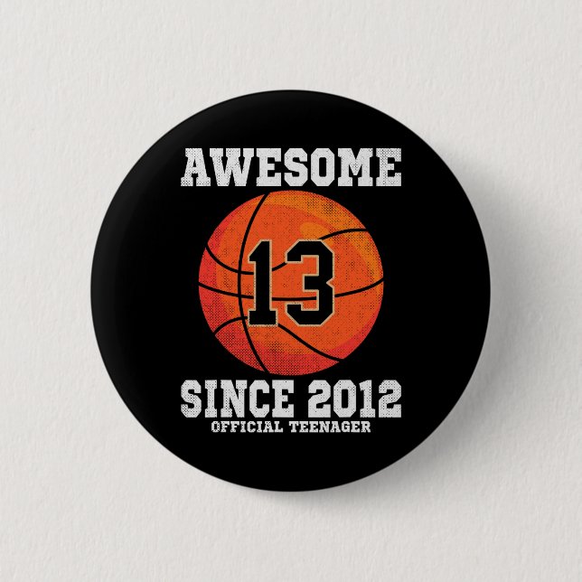 13th Birthday Sketll Fan 13 Years Old Official Tee 6 Cm Round Badge (Front)