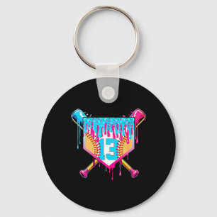 13th Birthday Softll Ice Cream Drip 13 Years Boy G Key Ring