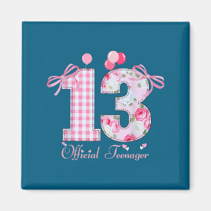 13th Birthday Teenager Coquette Bow 13 Year Old  Magnet
